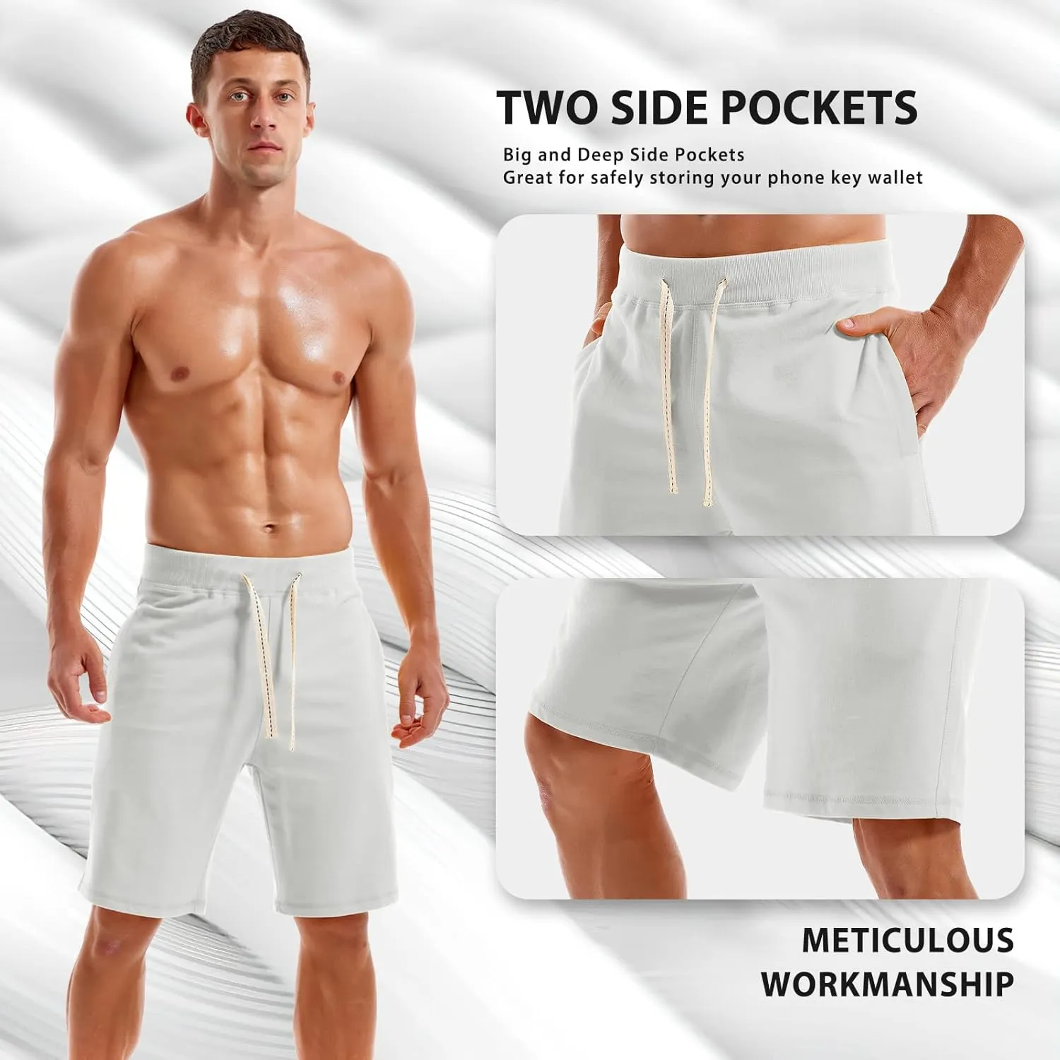 AMY COULEE Men's Casual Classic Shorts Athletic Cotton Sweat Shorts with Drawstring