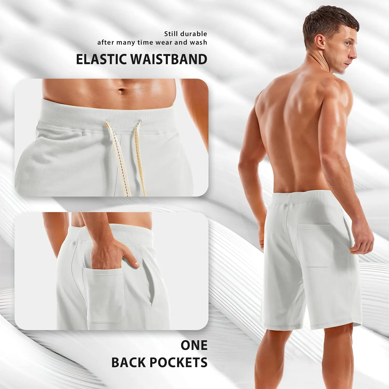 AMY COULEE Men's Casual Classic Shorts Athletic Cotton Sweat Shorts with Drawstring