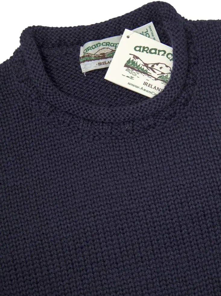 Aran Crafts Mens Plain Curl Neck Long Sleeve Sweater (100% Wool)