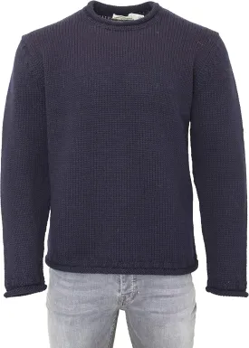 Aran Crafts Mens Plain Curl Neck Long Sleeve Sweater (100% Wool)
