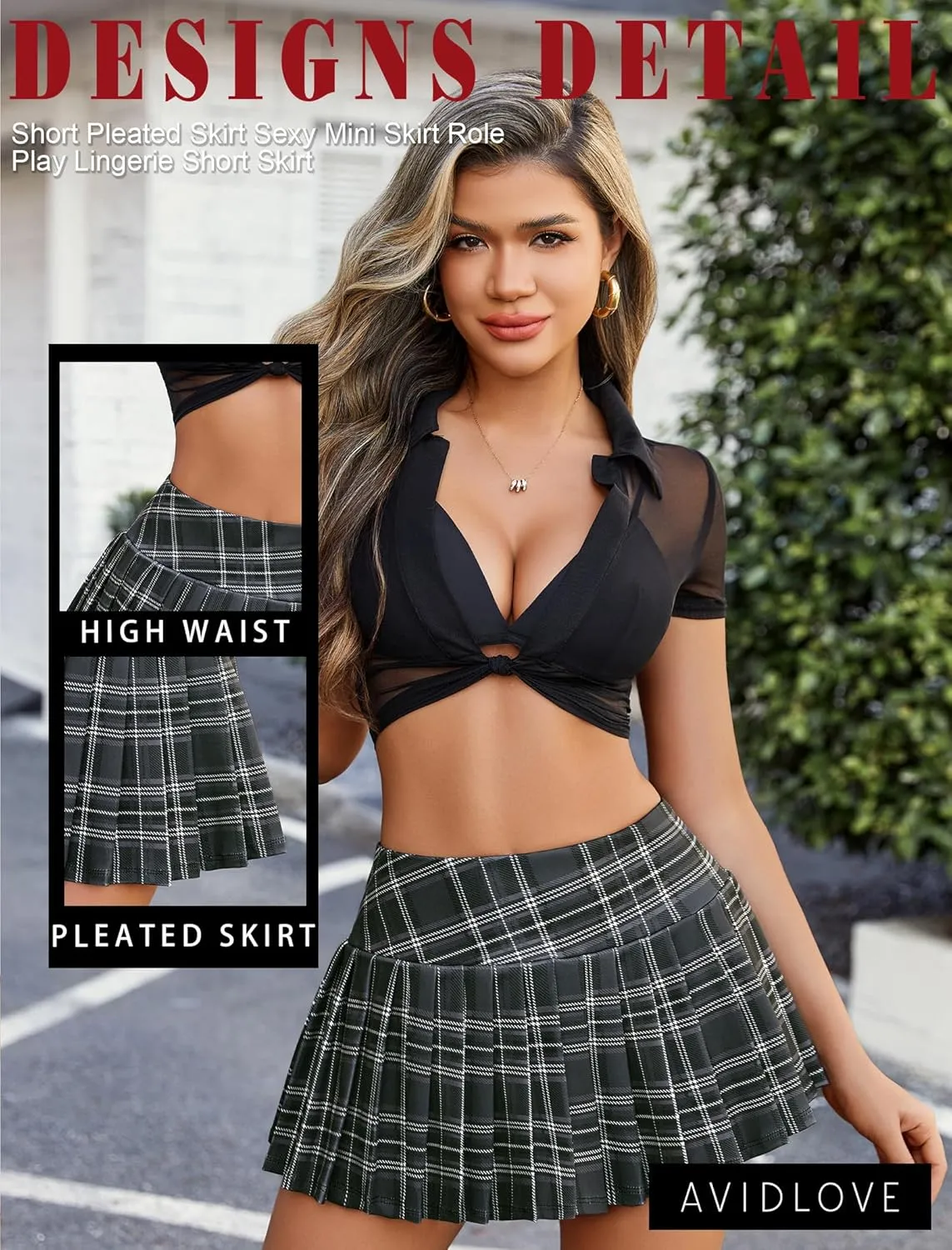 Avidlove Skirts for Women Y2k Mini Skirt Casual Pleated Short Skirts Pleated Cheer Skirt