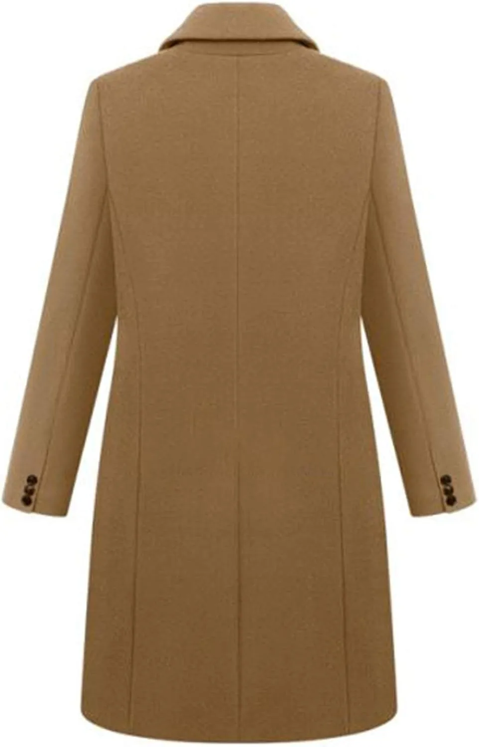 chouyatou Women's Basic Designed Notch Lapel Double Breasted Mid-Long Wool Pea Coat