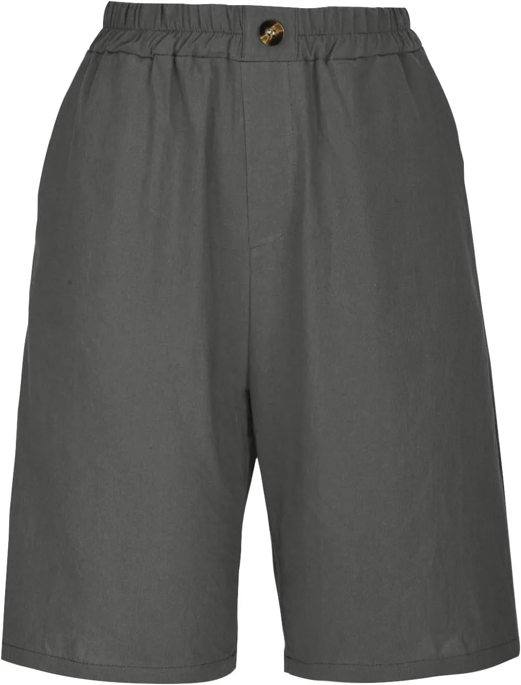 Cotton Linen Shorts for Women Loose Fit Knee Length Bermuda Shorts Casual Wide Leg Elastic Waist Workout Shorts