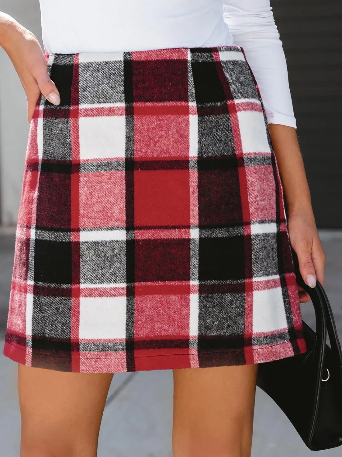 CUPSHE Women High Waist Plaid Skirt Bodycon Pencil Mini Skirts