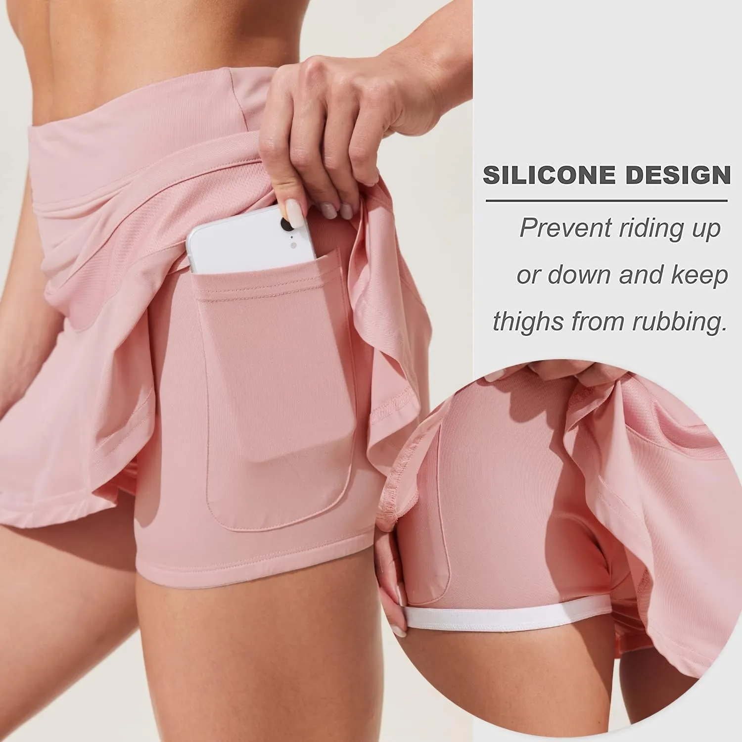 Ekouaer Tennis Skirts for Women Pleated Athletic Golf Skorts Skirt with Shorts Pockets Lightweight Running Workout Skirt