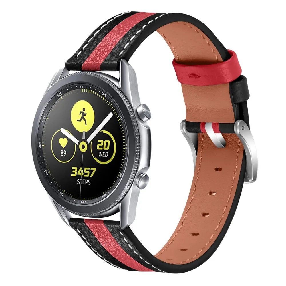 Garmin Vivomove Style color splice cowhide leather watch strap - Black / Red