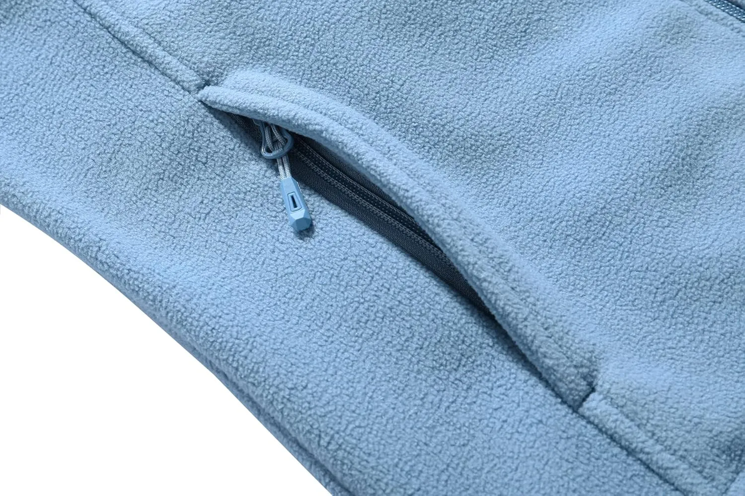 GIMECEN Women's Lightweight Full Zip Soft Polar Fleece Jacket Outdoor Recreation Coat With Zipper Pockets