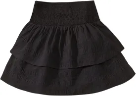 Girl's Tiered Layer Shirred Boho Smocked Skirts Casual Cute High Waisted Pleated Ruffle Flowy Elastic Skirts