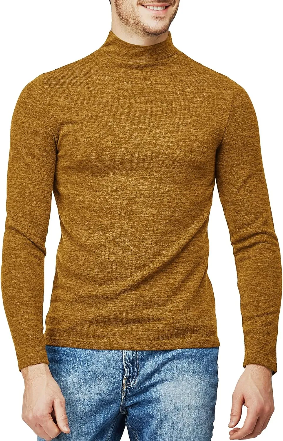 H2H Mens Lightweight Slim Fit Turtleneck Pullover Casual Long Sleeve