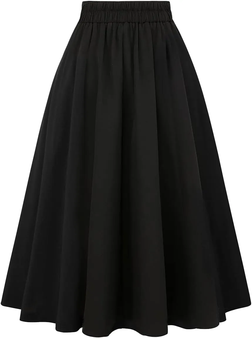 IDEALSANXUN Plaid Skirt for Womens High Waist Aline Pleated Midi Skirts