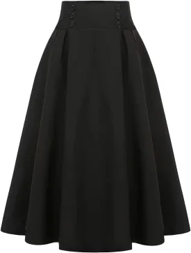 IDEALSANXUN Plaid Skirt for Womens High Waist Aline Pleated Midi Skirts
