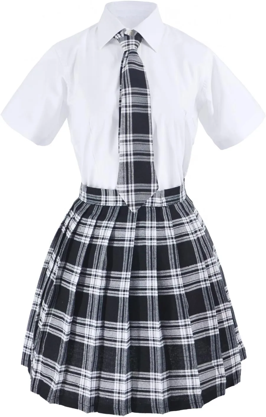 Japanese Tartan Pleated School Uniform Cosplay Costumes with Socks Eyeglass Frame Set