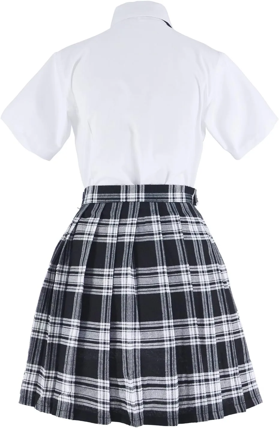 Japanese Tartan Pleated School Uniform Cosplay Costumes with Socks Eyeglass Frame Set