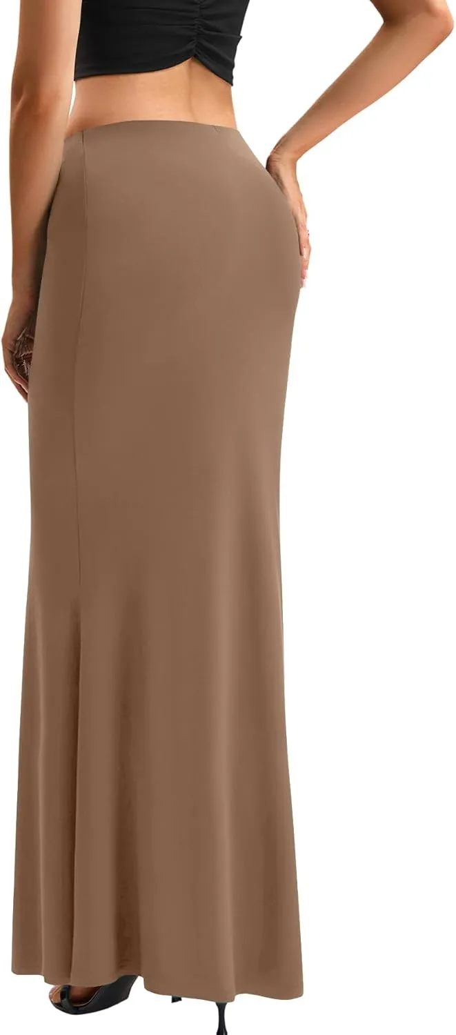 KIFOVEN Women's High Waist Elastic Flare Sexy Bodycon Basic Slim Maxi Skirt