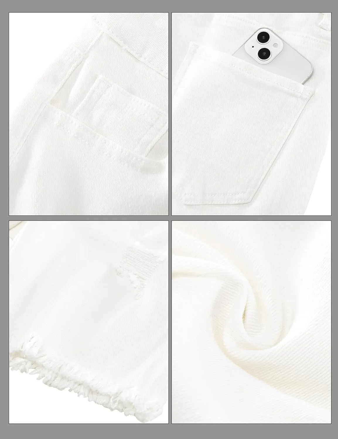 luvamia Jean Shorts for Women High Waisted Trendy Casual Distressed Stretchy Denim Long Shorts Ripped Raw Hem Shorts