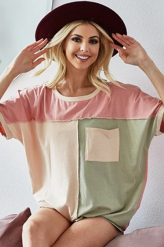 Mauve Cream and Sage Top