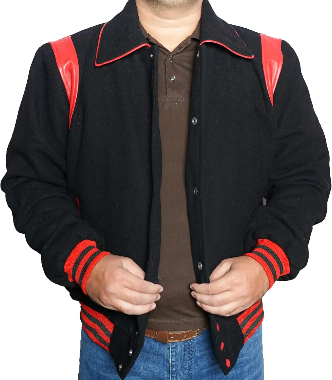 Mens Baseball Varsity Jacket Letterman Warm Wool Color Block Casual Long sleeves Bomber Fashion Outerwear