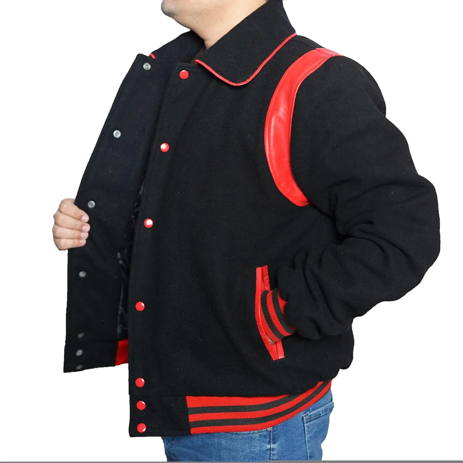 Mens Baseball Varsity Jacket Letterman Warm Wool Color Block Casual Long sleeves Bomber Fashion Outerwear