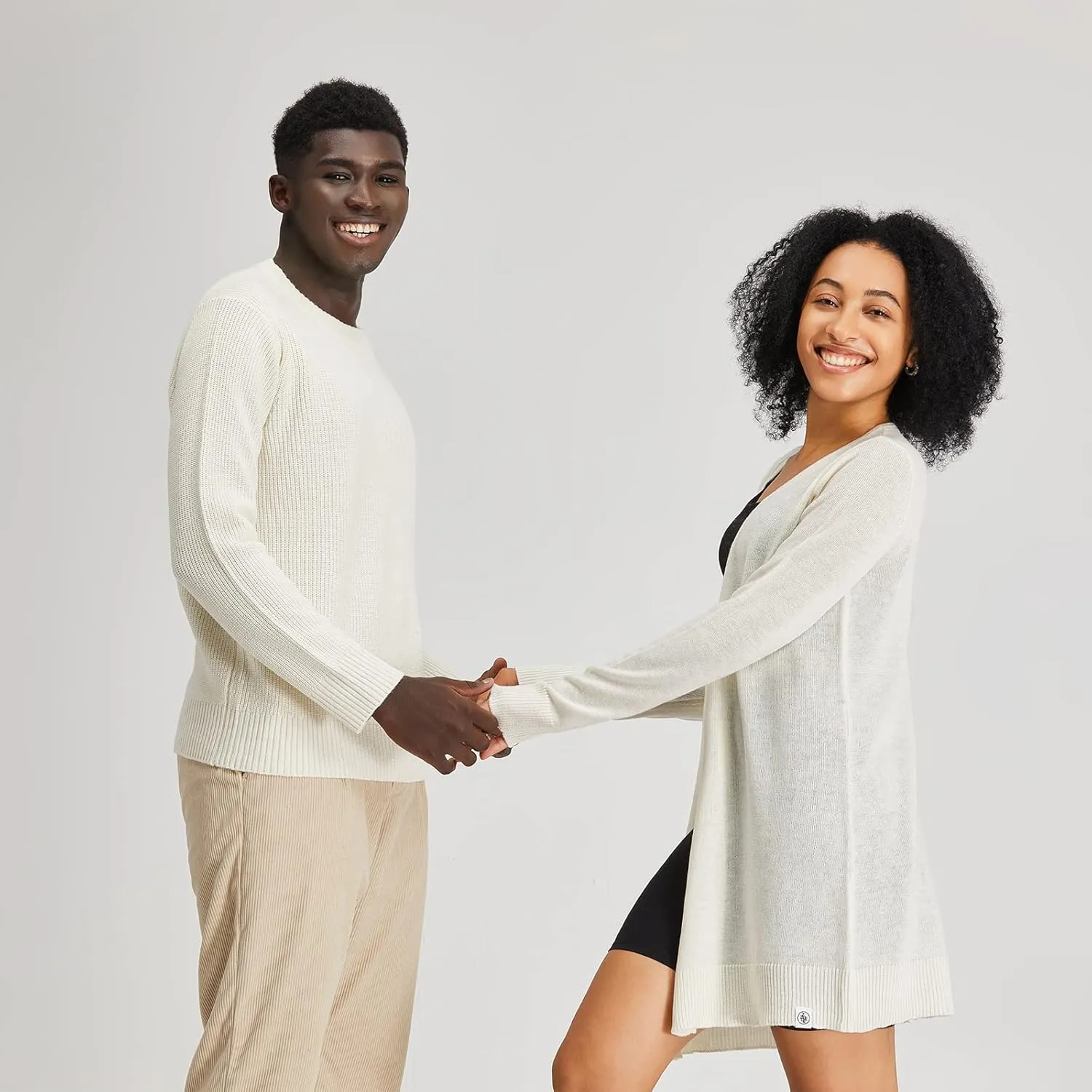 Men's Polyana Cashmere Essentials Crewneck Pullover Waffle Sweater Ribbed Knit with Long Sleeve