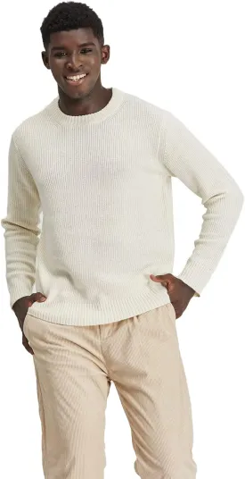 Men's Polyana Cashmere Essentials Crewneck Pullover Waffle Sweater Ribbed Knit with Long Sleeve