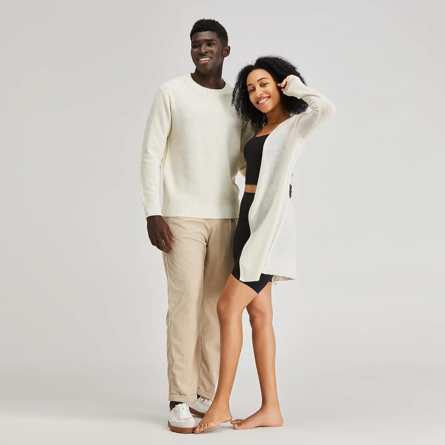 Men's Polyana Cashmere Essentials Crewneck Pullover Waffle Sweater Ribbed Knit with Long Sleeve