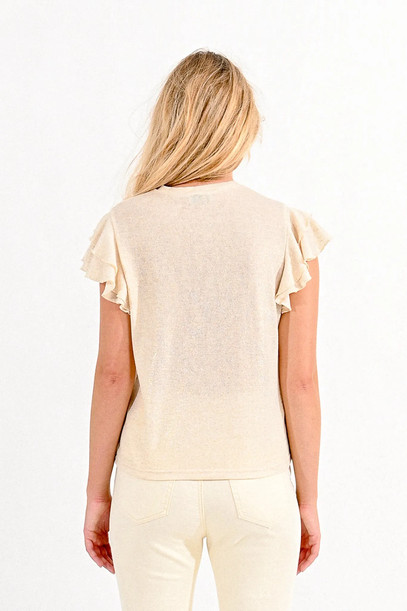 Molly Bracken Gold Frill Sleeve Top