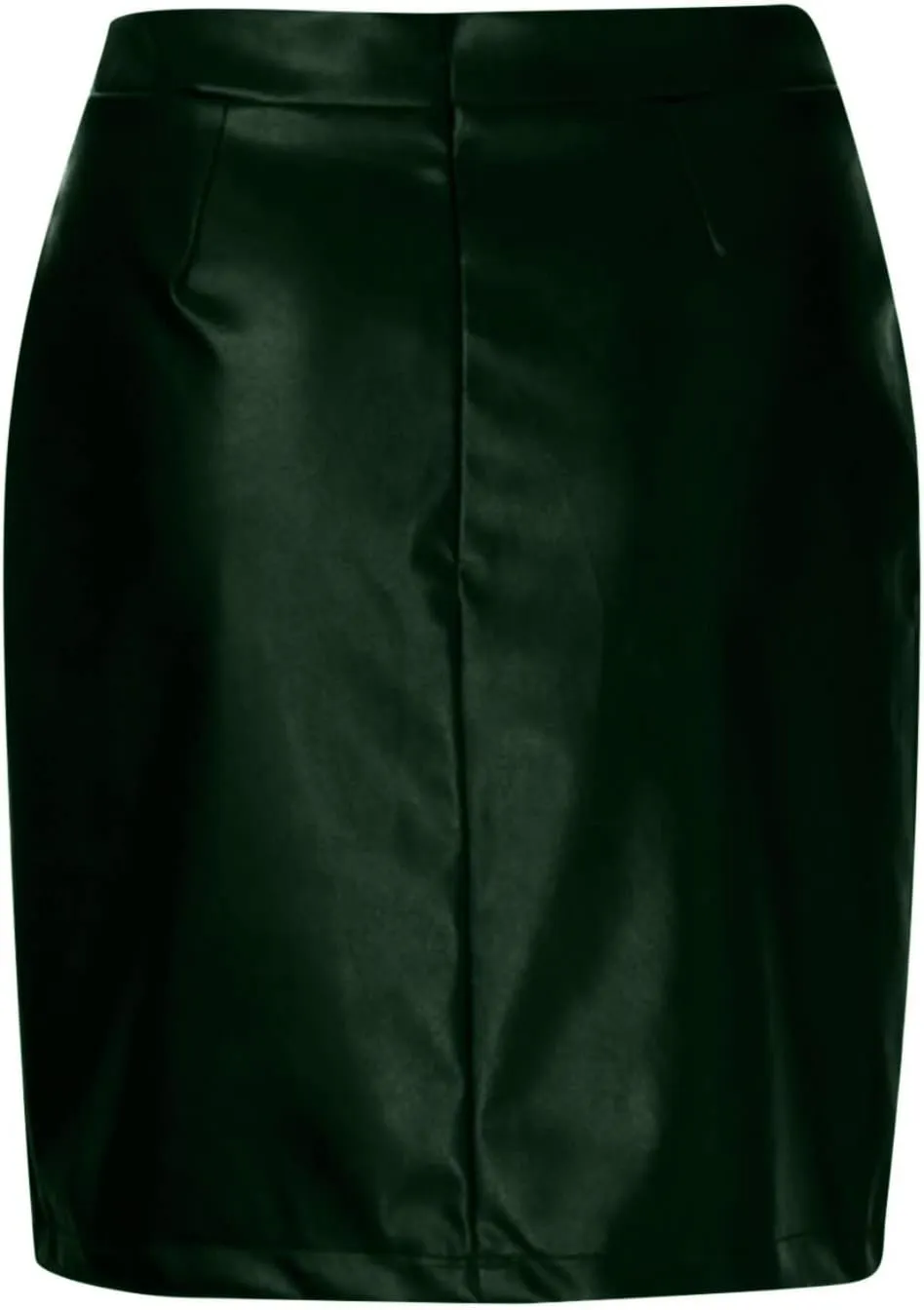 NaRHbrg Faux Leather Bodycon Slim Mini Pencil Skirt for Women Zip High-Waist Skirts Ladies Solid Button Short Skirts