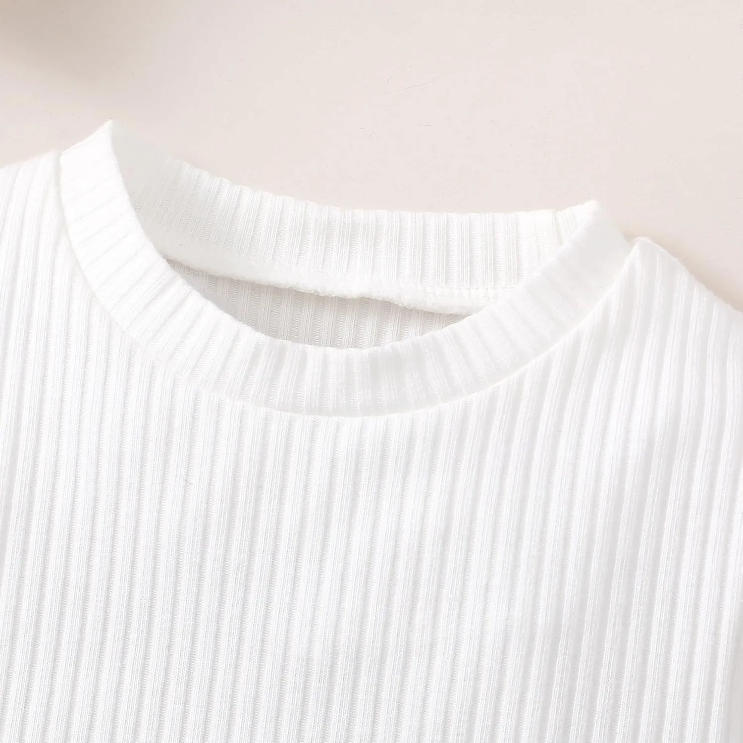 OPAWO Toddler Girl Shirts, Puff Dot Sleeve Baby Tee Shirt, Ribbed Short Sleeve T-Shirt, Solid Color Girls Tshirt Tops, 12M-7Y