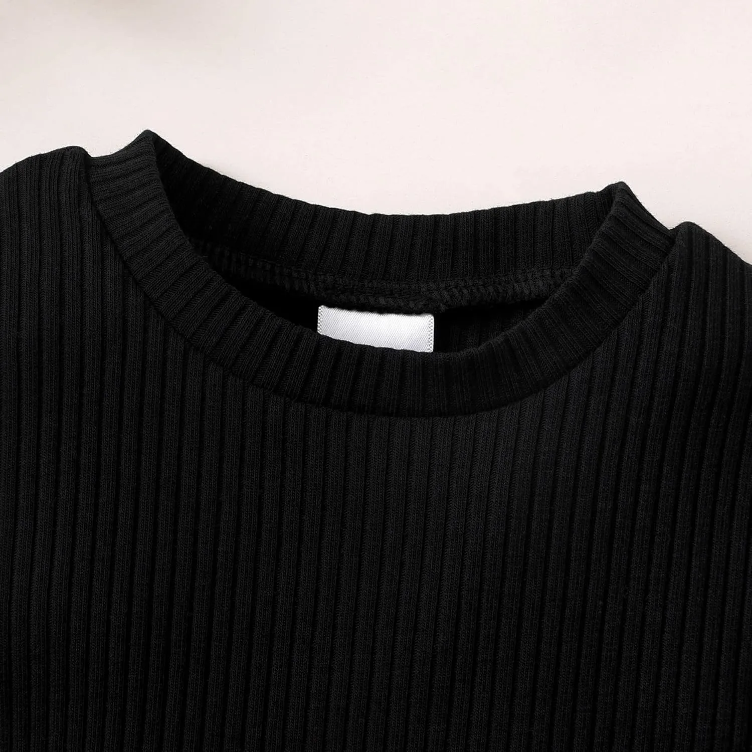 OPAWO Toddler Girl Shirts, Puff Dot Sleeve Baby Tee Shirt, Ribbed Short Sleeve T-Shirt, Solid Color Girls Tshirt Tops, 12M-7Y