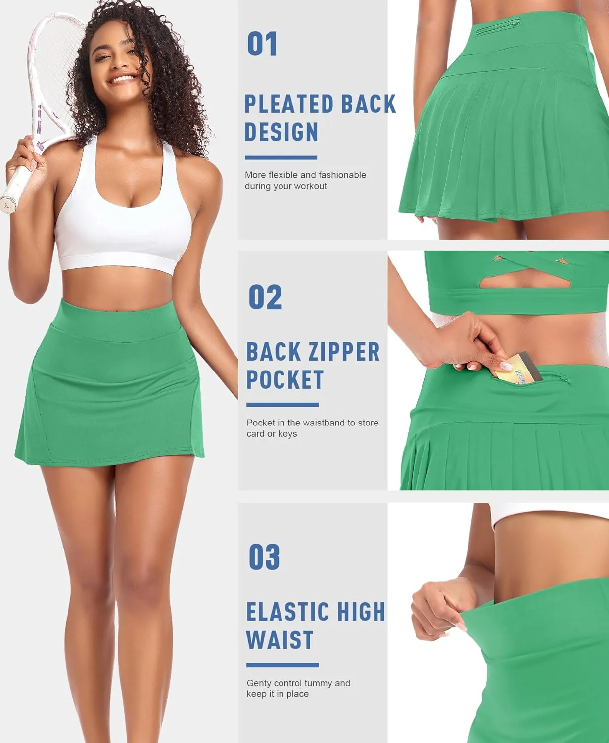 Pleated Tennis Skirts for Women High Waisted Athletic Golf Skorts with Pockets Shorts Running Workout Clothes