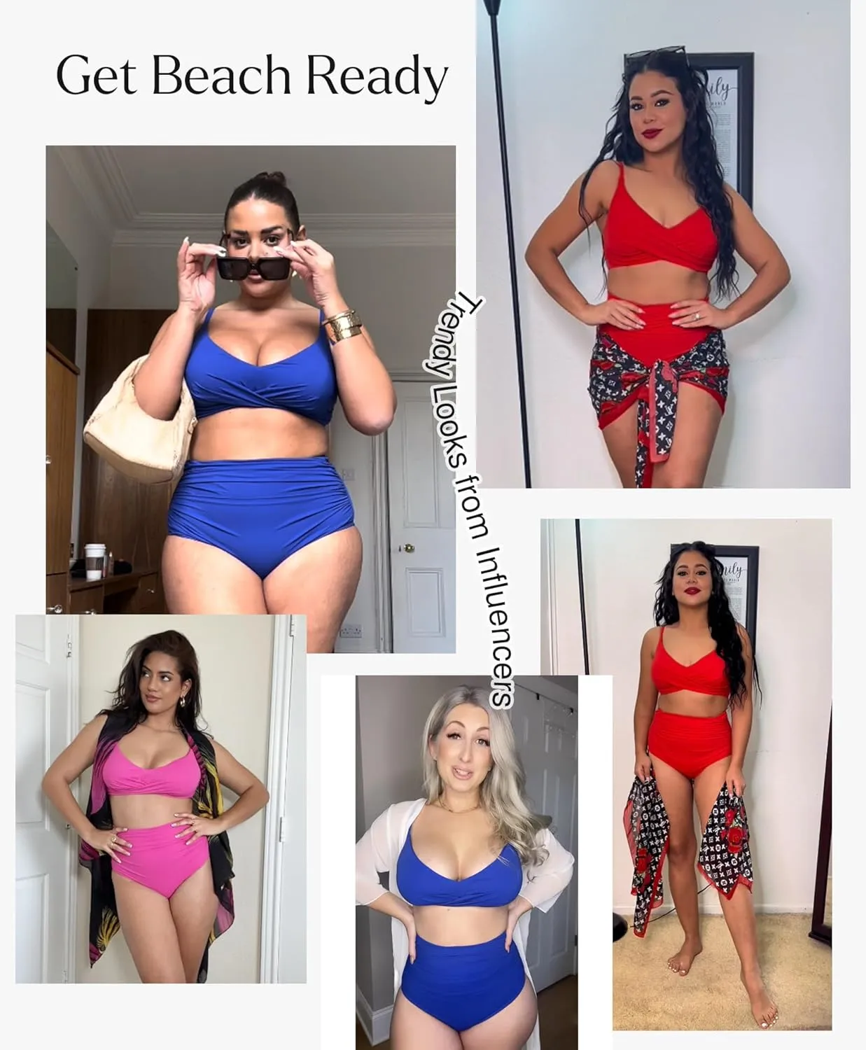 Popilush Bikini Top for Women - Twist Front V Neck Push Up Padded Swim Top with Adjustable Straps - Bathing Suit Top