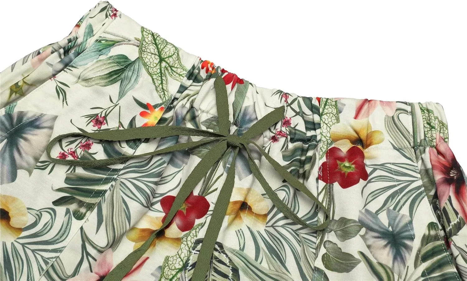 QUEEN PLUS Womens Casual Shorts Comfy Elastic Waist Drawstring Pocket Shorts Pants