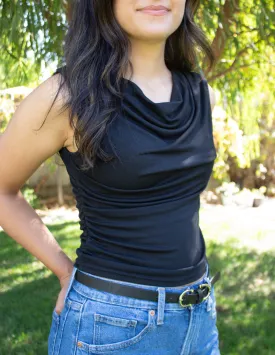 Ruched Black Top