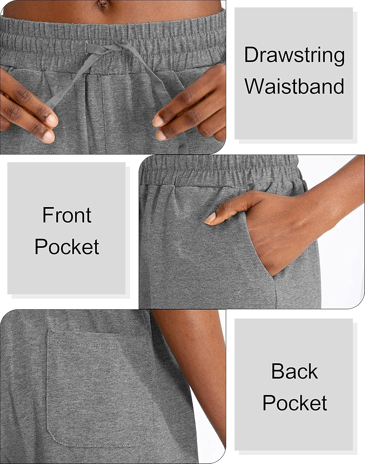 SANTINY Women's Cotton Shorts 5'' Lounge Yoga Shorts Jersey Sweat Bermuda Shorts for Women Walking Athletic with Pockets