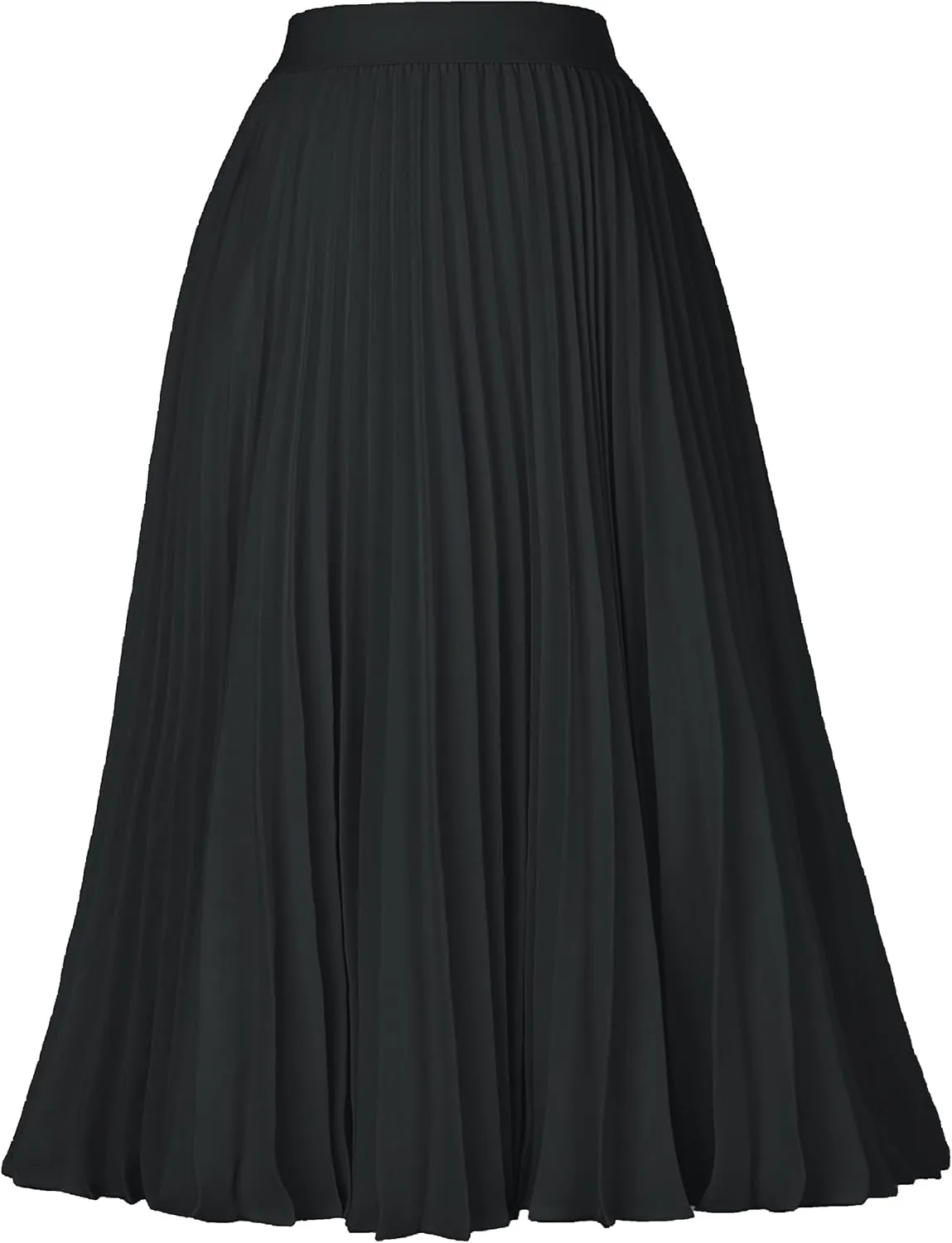 Tapata Women's Petite Regular Tall Pleated Chiffon Skirt Midi High Elastic Waist A Line Swing Skirts