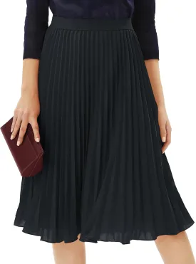 Tapata Women's Petite Regular Tall Pleated Chiffon Skirt Midi High Elastic Waist A Line Swing Skirts