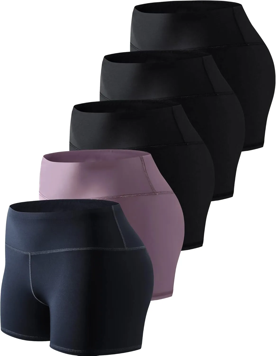 TELALEO 5 Pack 3"/5" Womens Volleyball Shorts Spandex Compression Shorts Workout Performance High Waist Yoga Biker Shorts