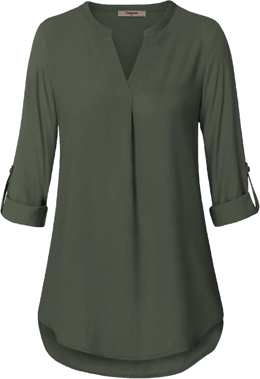 Timeson Women's Casual Chiffon V Neck 3/4 Sleeve Blouse Tops