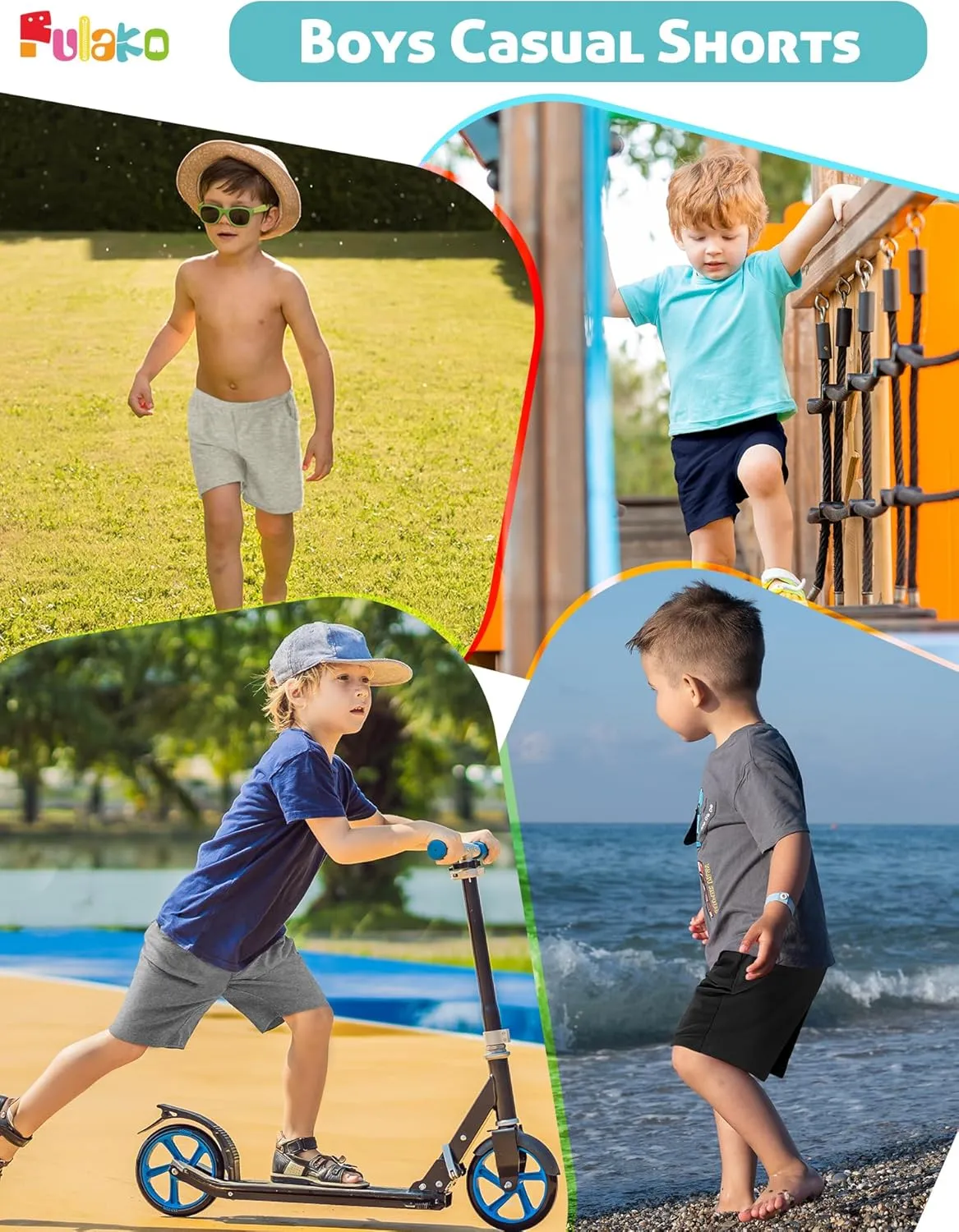 Toddler Boy Shorts 4Pack Athletic Shorts Baby Boys Casual Jogger Active Elastic Waistband Quick Dry Knit Shorts