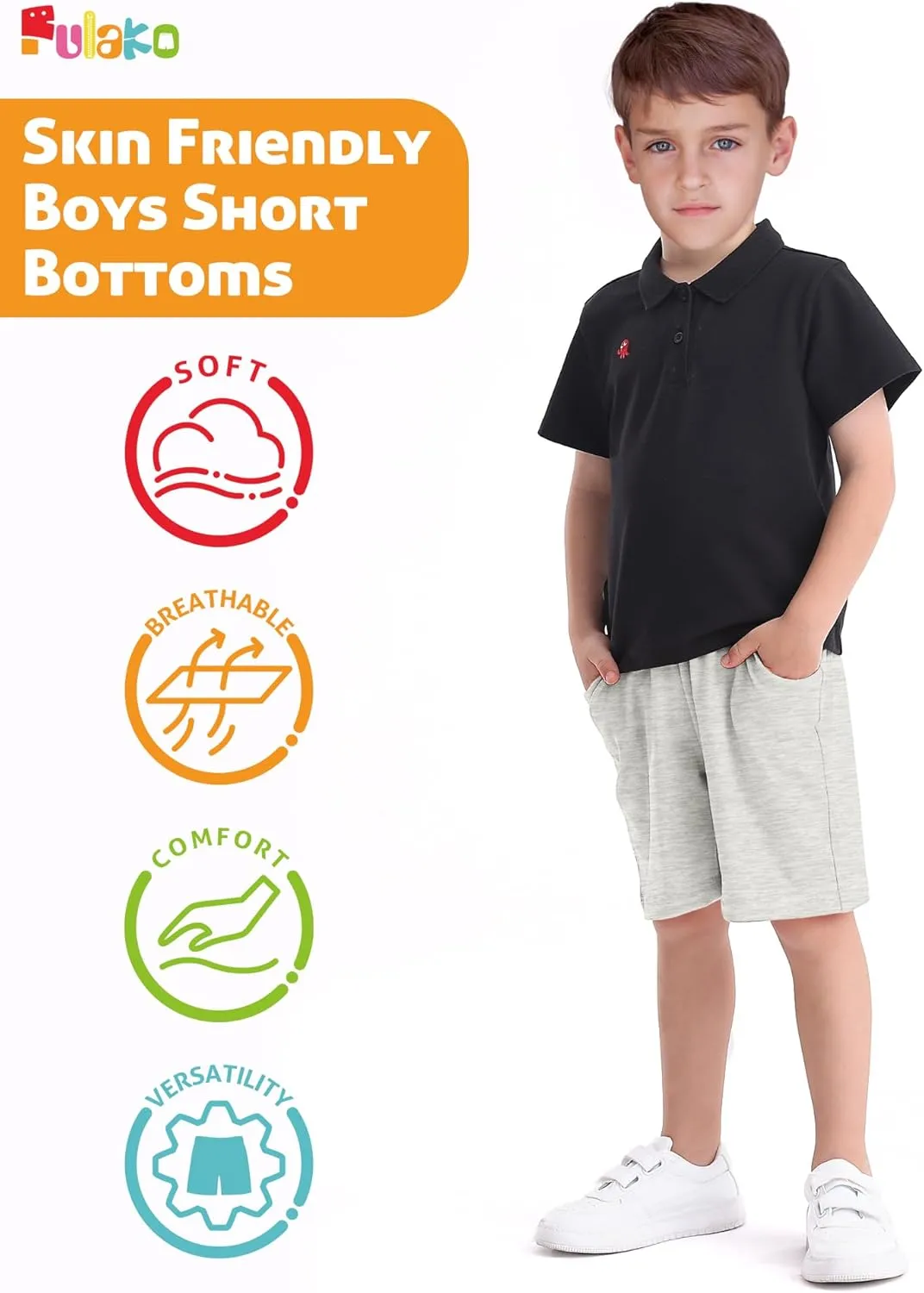 Toddler Boy Shorts 4Pack Athletic Shorts Baby Boys Casual Jogger Active Elastic Waistband Quick Dry Knit Shorts
