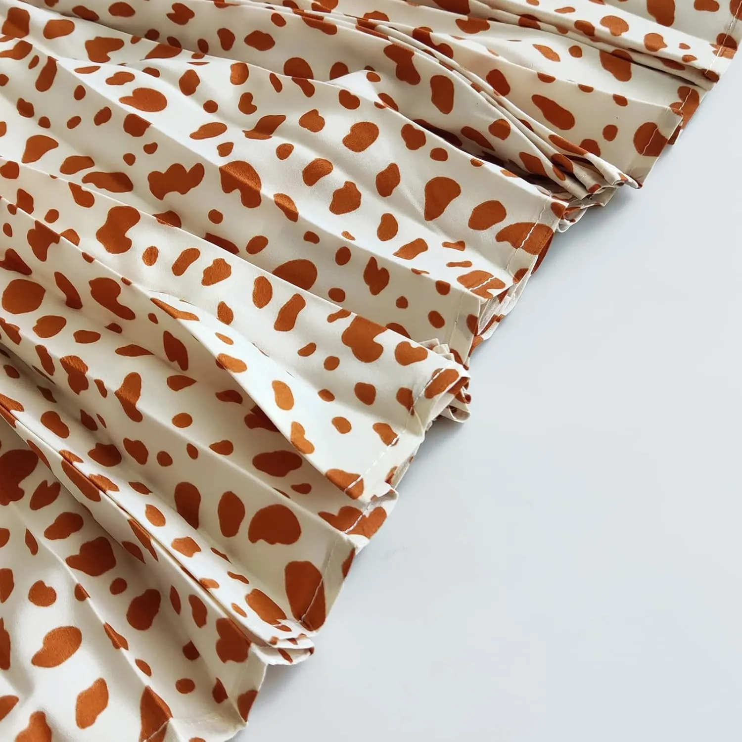 TONCHENGSD Women's Retro Midi High Waist Pleated Skirt Leopard Print Skirt