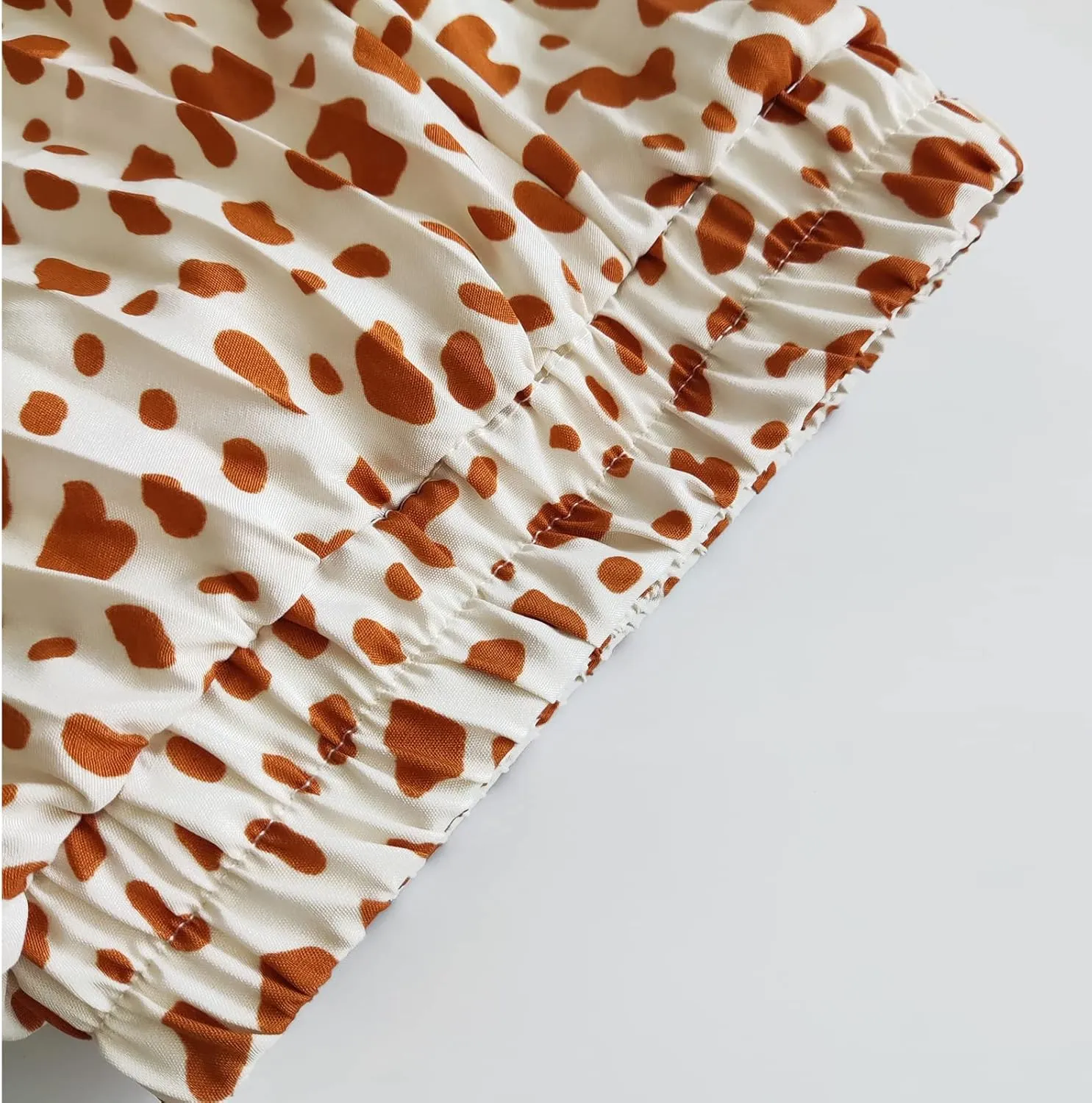 TONCHENGSD Women's Retro Midi High Waist Pleated Skirt Leopard Print Skirt