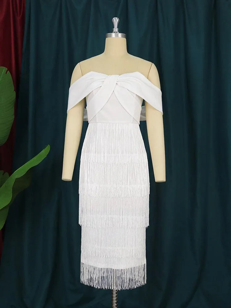 Tube Top High Waist Tassel Dress Women