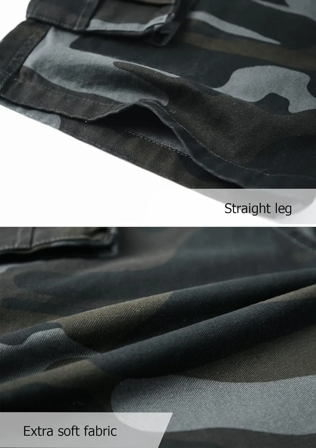 Vcansion Men's Cargo Shorts Casual Cotton Multi-Pockets Elastic Waist Camo Shorts