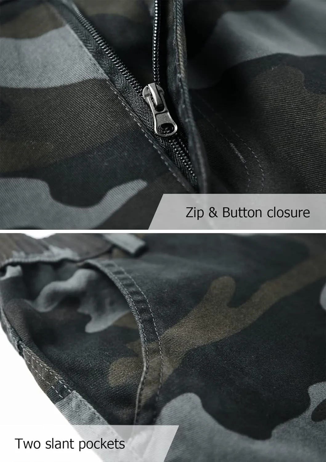 Vcansion Men's Cargo Shorts Casual Cotton Multi-Pockets Elastic Waist Camo Shorts