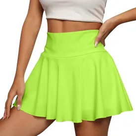 Women Tennis Skirts Bulit in Shorts Summer Lightweight Elastic High Waist Mini Skirt Athletic Ruffle Hem Short Skort