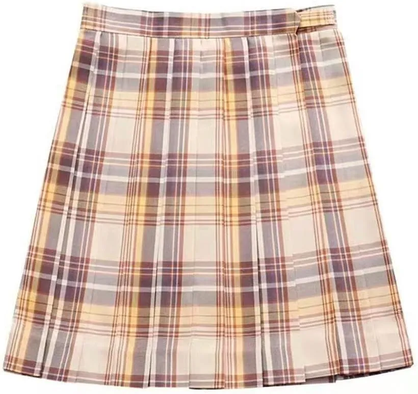 Women's College Style JK Plaid Pleated Skirt School Cheerleading Mini Skirt Sports Tennis Skirt Send Bow Tie