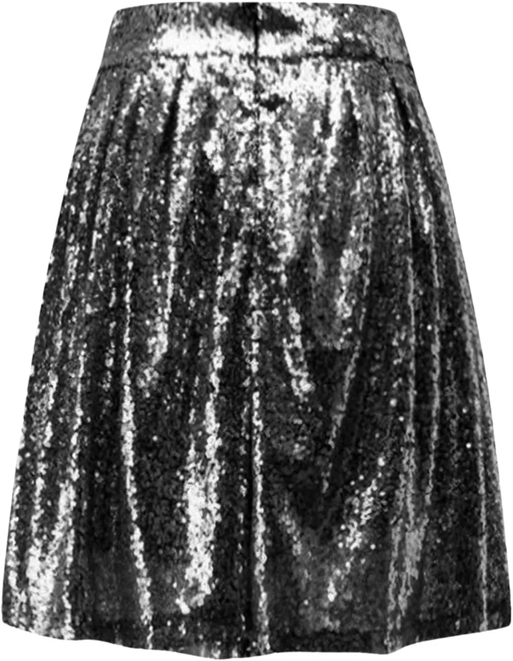 Women's Fashion High Waist Pleated Solid Color Short Skirt Loose Sequin Skirt Skirts for Women Knee Length with