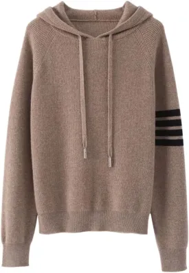 Women's Long Sleeve Hoodie Cashmere and Wool Blend Pullover Tops Sweater