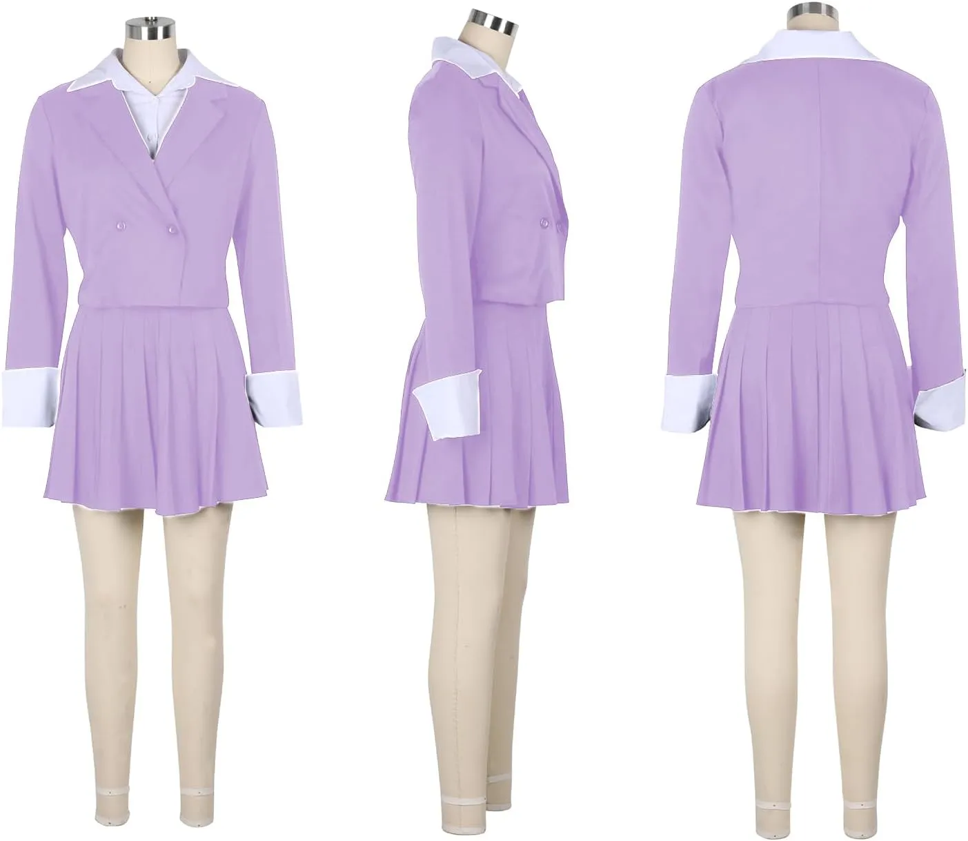 Womens Suits 2 Piece Set Casual Double Breasted Crop Jacket Blazer Top & High Waist Pleated Mini Skirt Sets